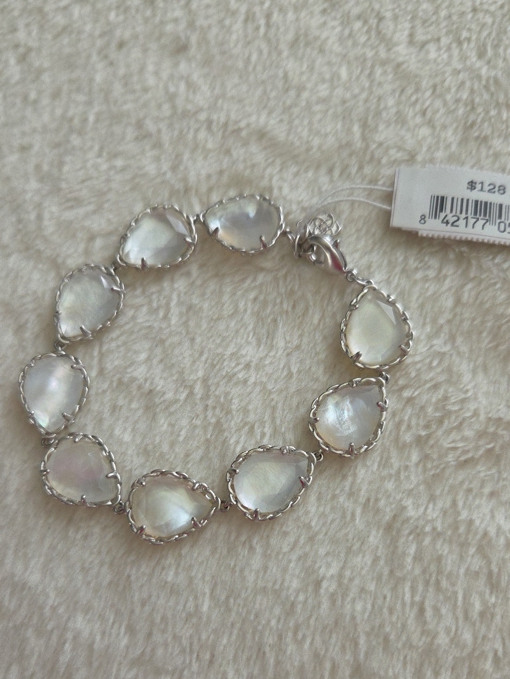 Kendra Scott Silver Mother of Pearl KENZIE BRACELET New NWT - Picture 3 of 9